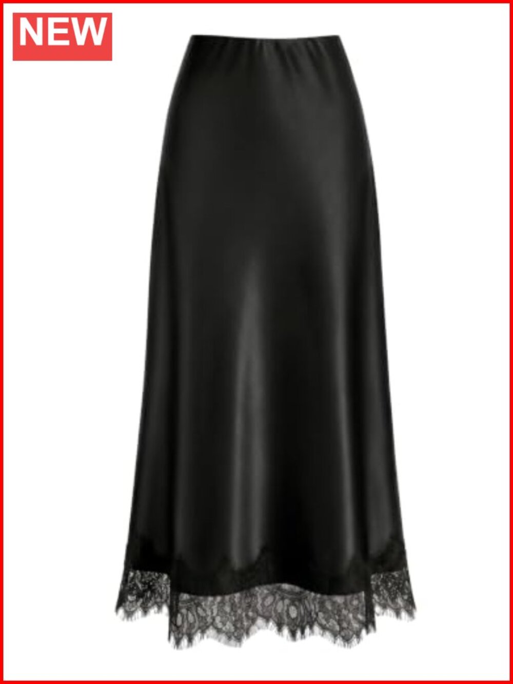 Elegant Lace Satin Maxi Skirt A-Line High Waist